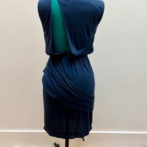 Brian Reyes Navy Dress w/Back Slit